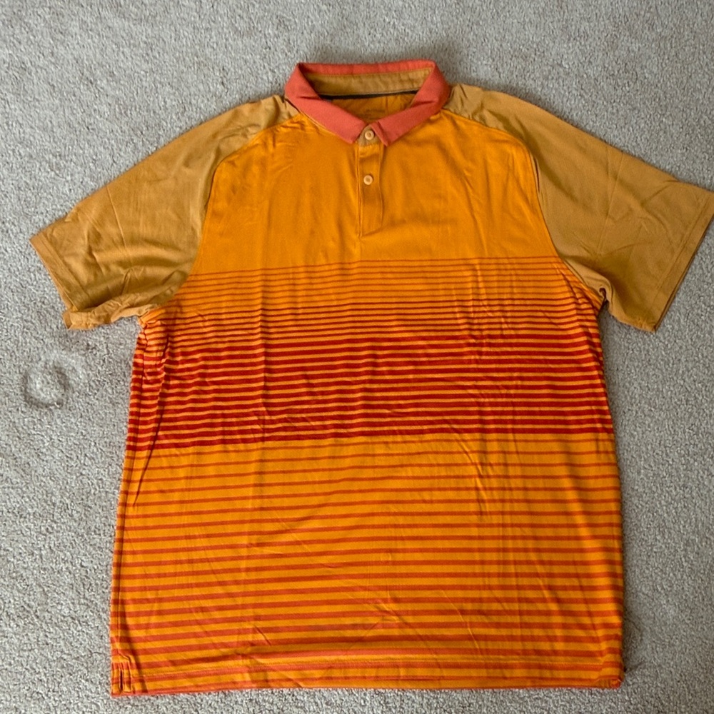 Under Armour Men's Orange and Red Striped Polo